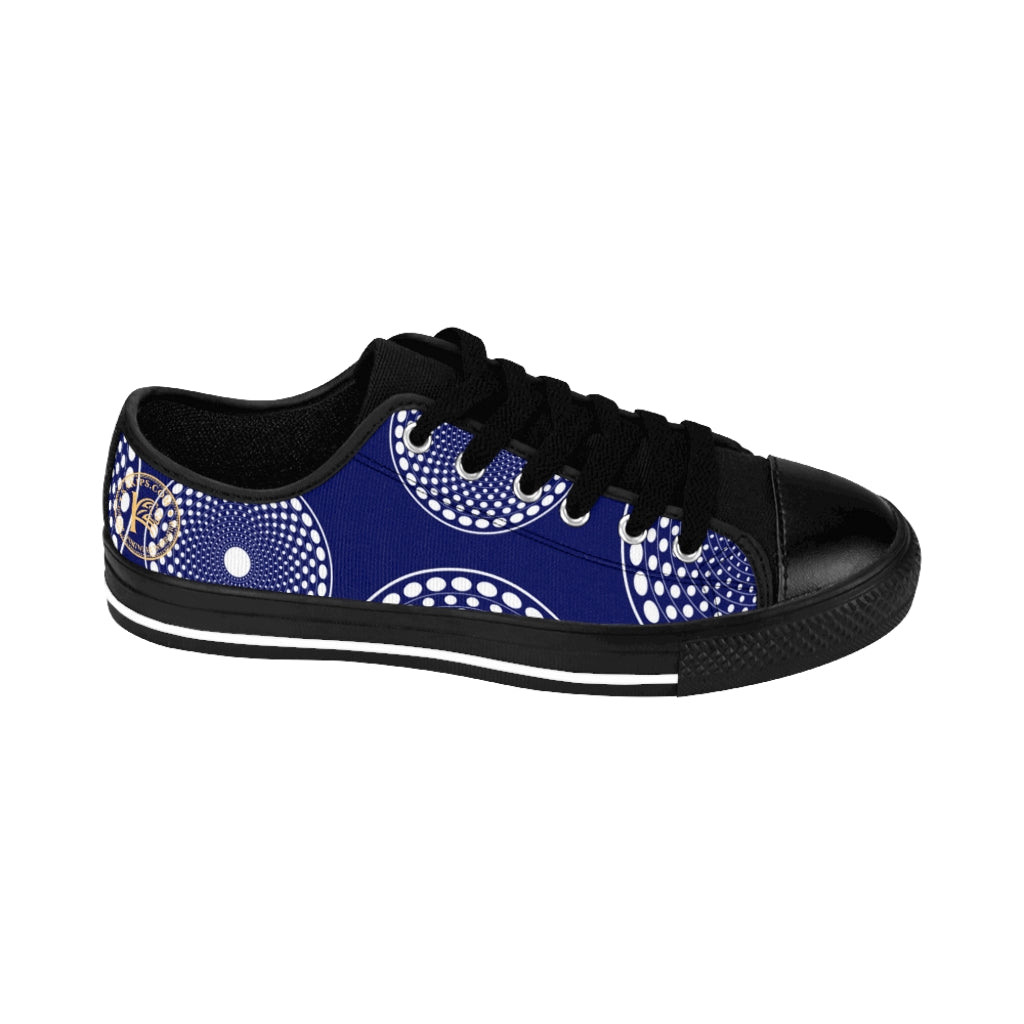 Sneaker KAKIPS Évasion BlueNight en toile bleu nuit avec motif wax blanc et détails noirs